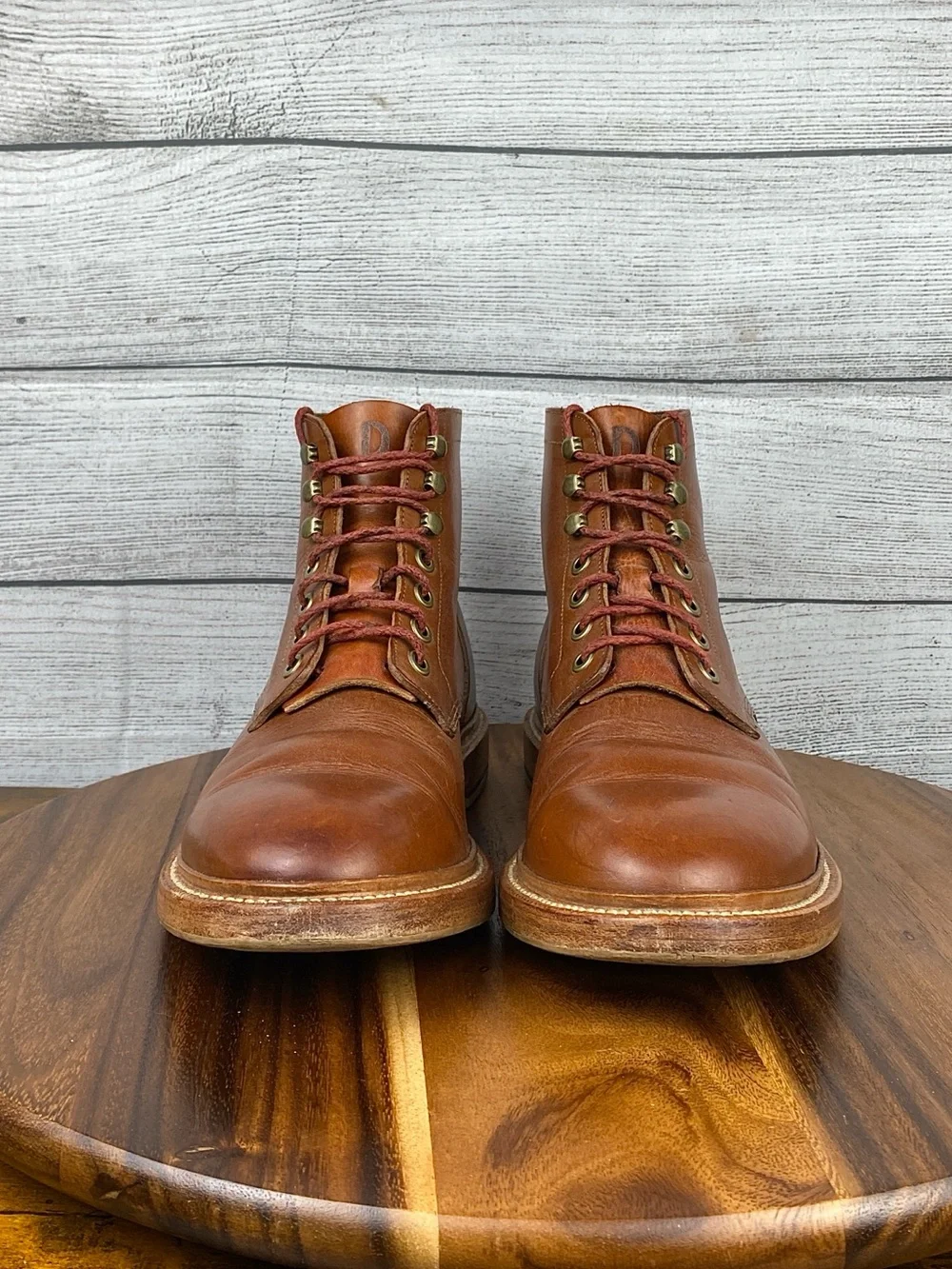 Grant Stone Diesel Saddle Tan Leather Plain Toe Boot Men’s Size 10 D